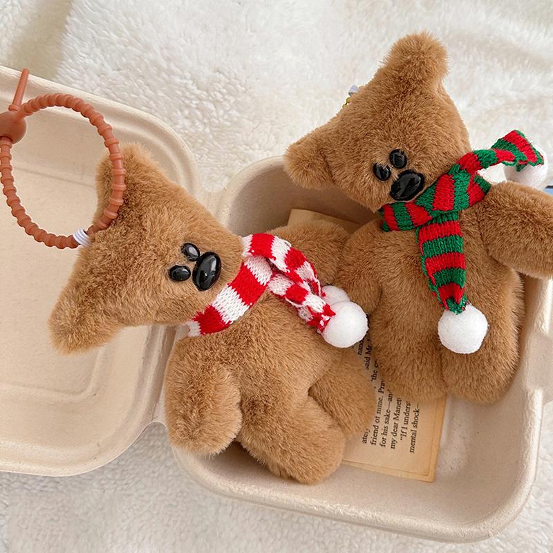 1PC Kawaii Scarf Teddy Bear Squeezing Plush Toy Keychain Backpack Pendant Cute Car Keyring Kids Women Bag DIY Accessories