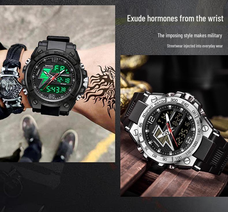 Sanda Youth Tactical Luminous Multifunction Waterproof Men's Electronic Watch
