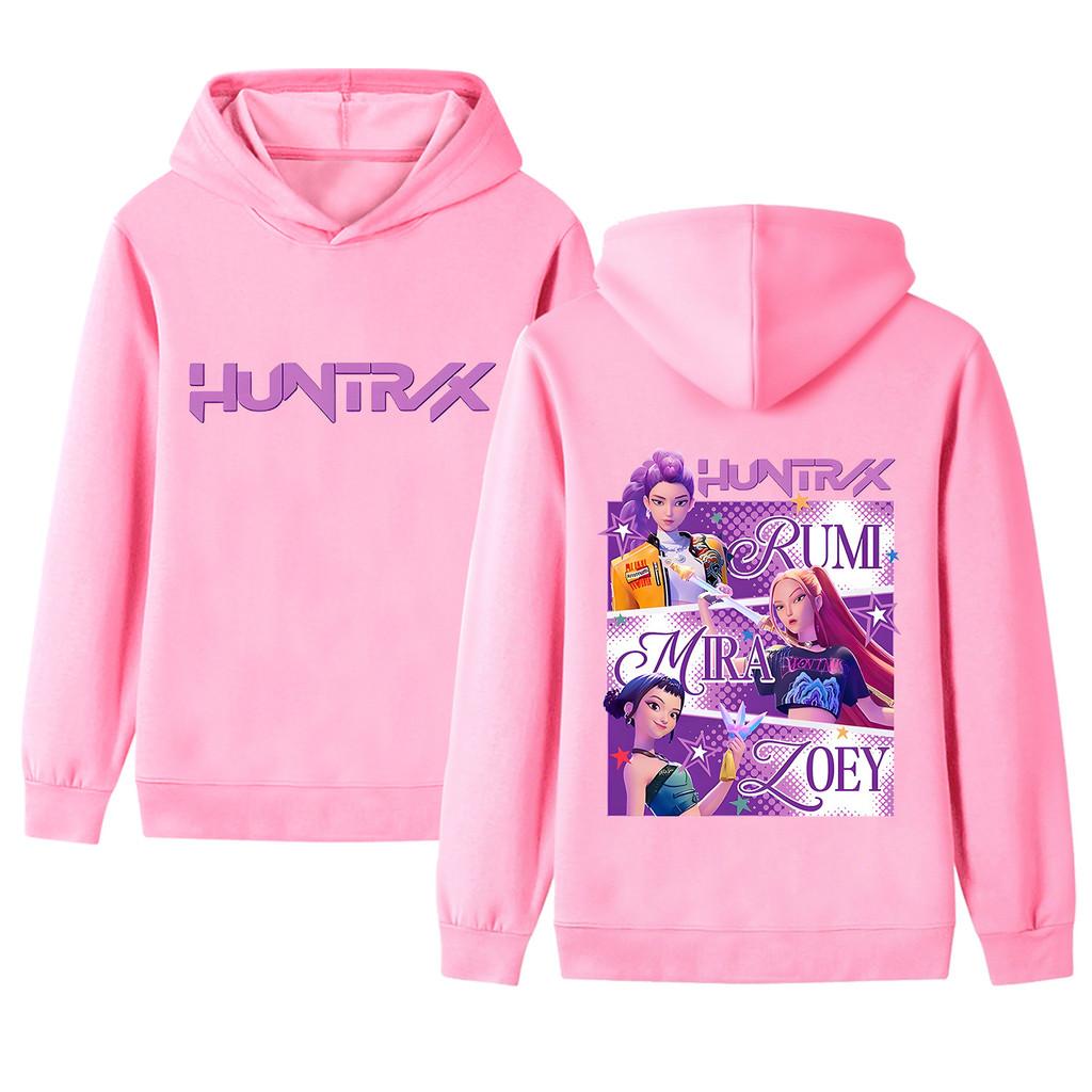 B1199-2 Kinder Jungen Mädchen Kpop Rumi Zoey Mira Beidseitiger Druck Langarm Kapuzenpullover