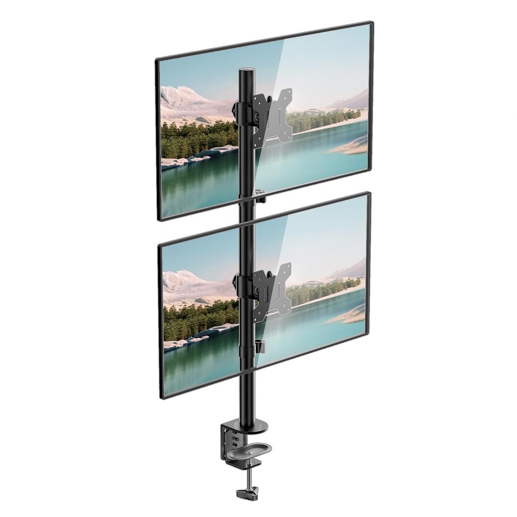 WALI Dual Monitor Desk Mount Stand for LCD/LED Flat Screen TVs, Vertical Position, Two Monitors, 27" with Grommet Base (M002XLS), Black