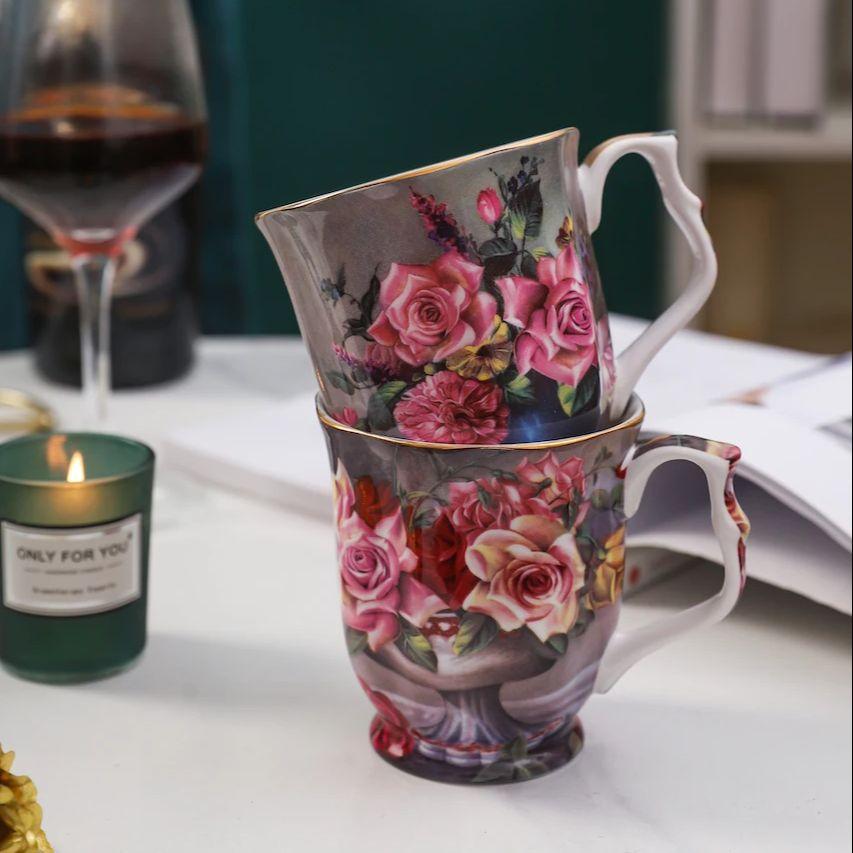 Europäische Kaffeetasse Retro Palast Knochenporzellan Tasse Untertasse Kreative Keramik Kaffeetasse Nachmittagstee Tasse Haustasse Geschenk