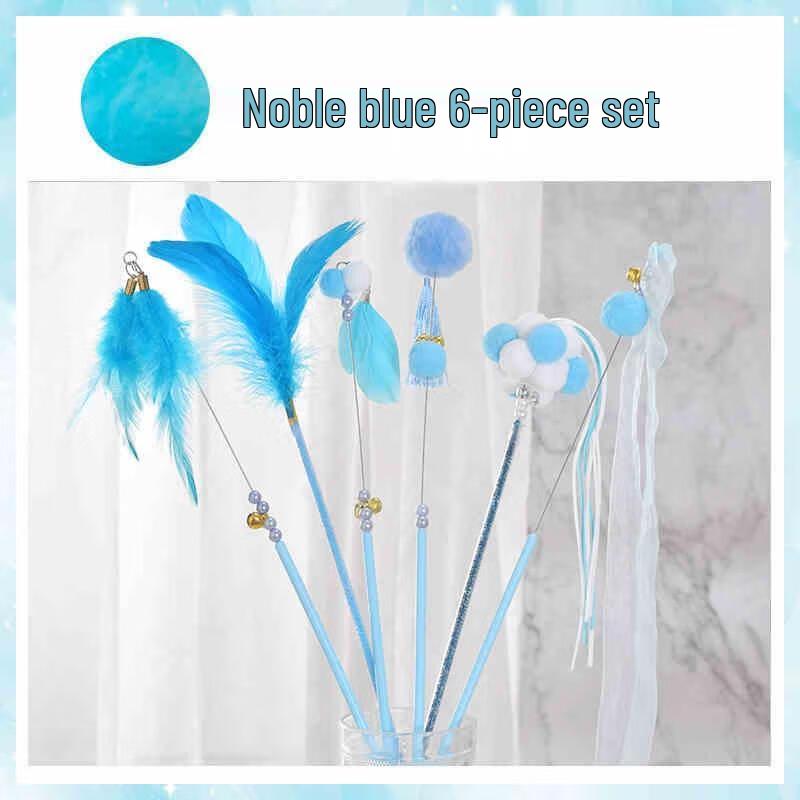 Mi Ling Feather Cat Teaser Wand 6-Piece Set