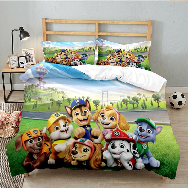 Dog Paw Heroes 3PCS Bedding set,Ideal for 1pc Duvet Cover And 2pcs Pillowcases Perfect for Fan gift,Ideal for Bedroom, Dormitory