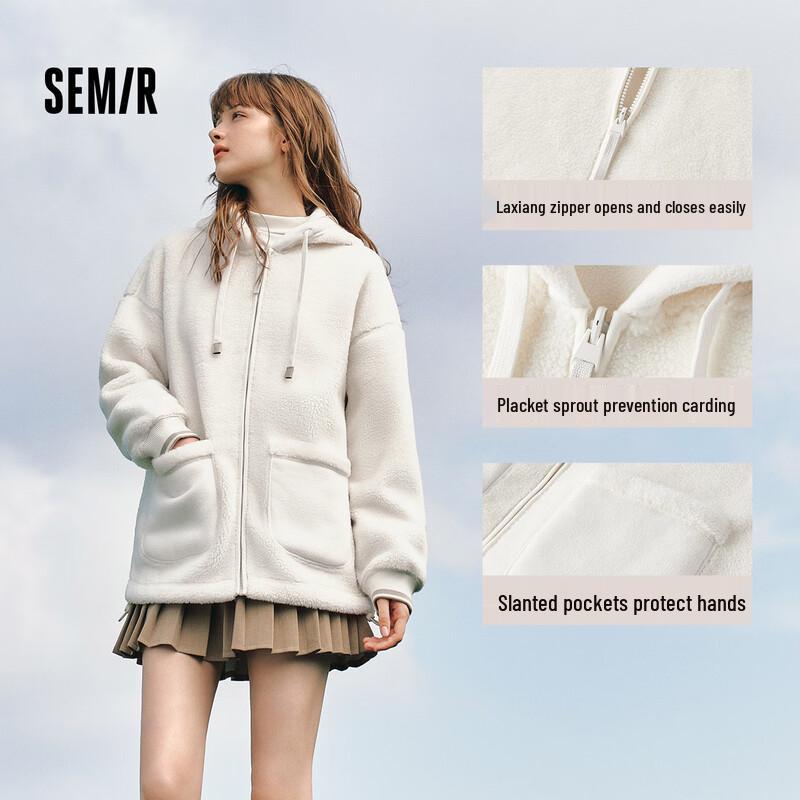 

Semir Women s Reversible Faux Lamb Wool Fleece Hooded Heavyweight Jacket S