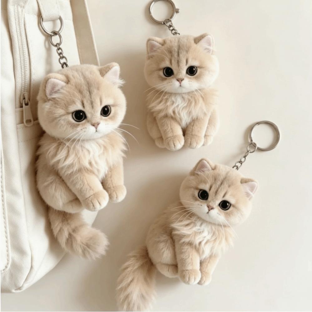 Soft Plush Cat Keychain Simulation Cat Plush Cat Bag Pendant Cat Plush Doll Couple Gift