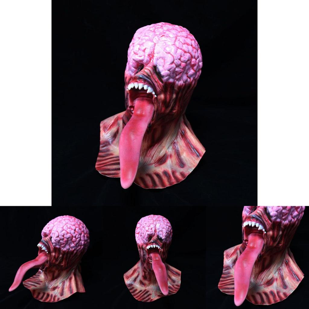 Latex Zombie Mask With Long Tongue For Halloween Cosplay Party Costume Accessory