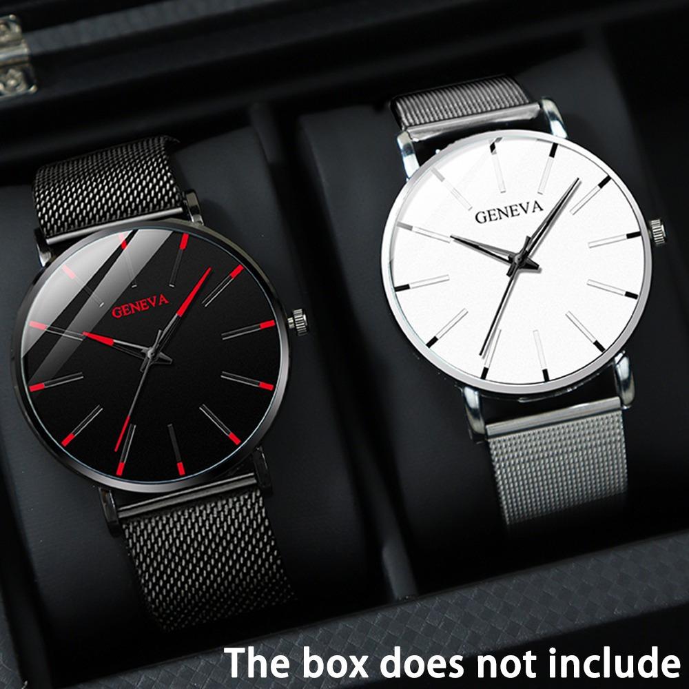 Geneva Watch 3-Piece Men S Watch Business Mesh Quartz Watch