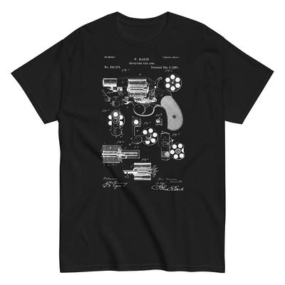 W.. Mason 1881 Revolver Patent – Waffenbauplan Kunst Vintage Unisex T-Shirt