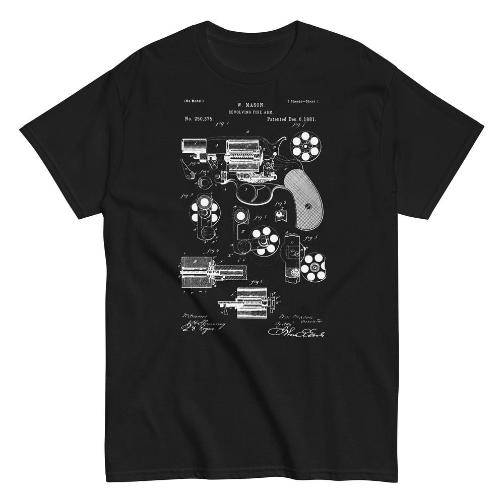 

W. Mason 1881 Revolver Patent – Gun Blueprint Art Vintage Unisex T-Shirt S