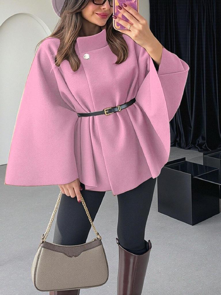 Belt Poncho Capes Women Black Cloaks Winter Coats Woman Bat Sleeve Cape Coats Fashion Women's Cape Jacket