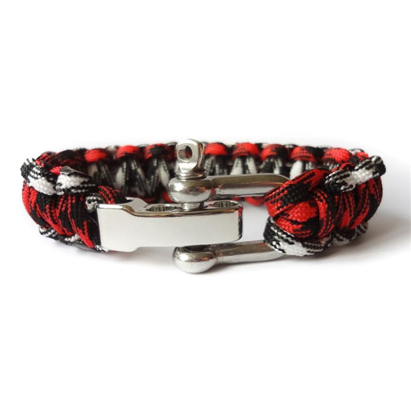 Pulseira de Sobrevivência Ajustável para Homens Mulheres Acampamento ao Ar Livre Emergência Fivela de Aço Inoxidável Pulseira de Paracord