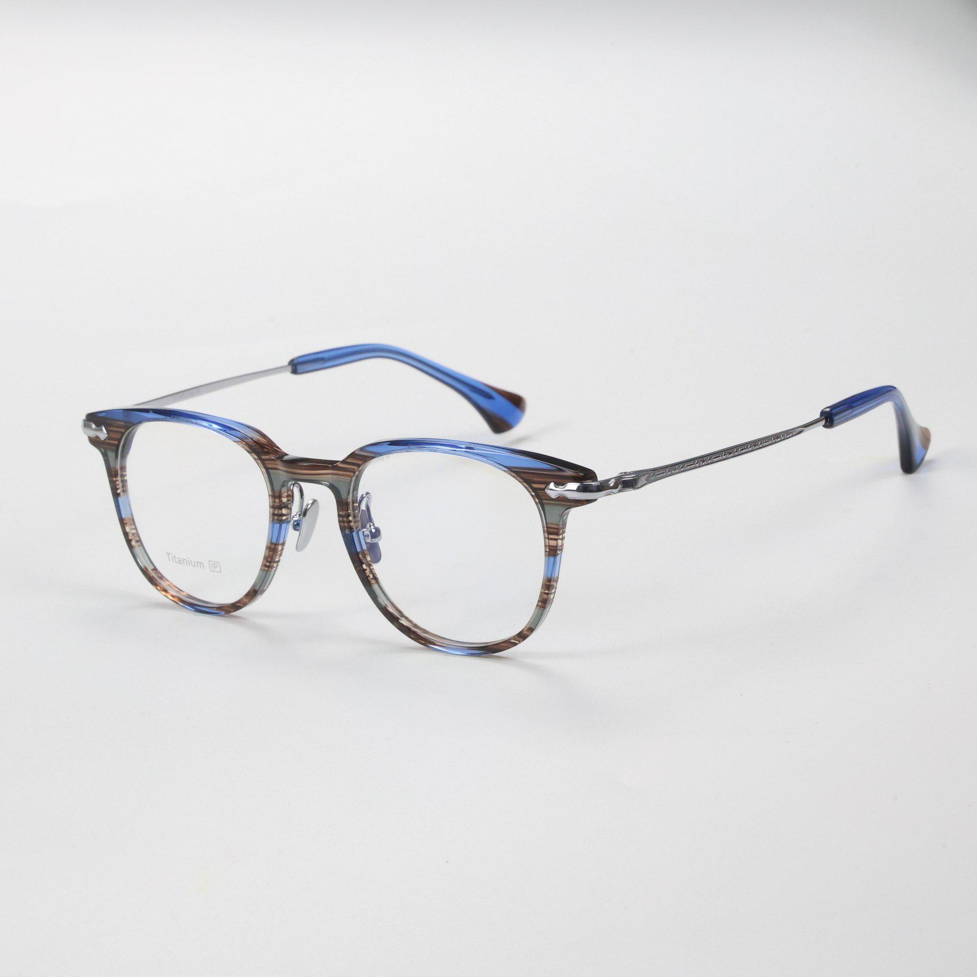 Men s Retro Full-Frame Pure Titanium Glasses, Myopia Prescription Compatible - Model 80906.