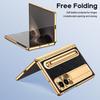 Plating Leather Phone Case For Samsung Galaxy Z Fold 8 Wide 7 6 5 4 TriFold Luxury Hidden Bracket Cover with Pen Slot & S Pen Screen Protector Film