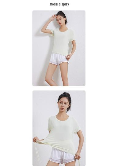 Women's Ice Silk Slim-Fit Quick-Dry Yoga & Running T-Shirt - Short Sleeve, Round Neck, Summer Activewear