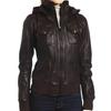 NOORA New Women's Dark Brown Lambskin Leather Jacket | Bomber Biker Jacket | Glossy Leather Jacket With Hooded