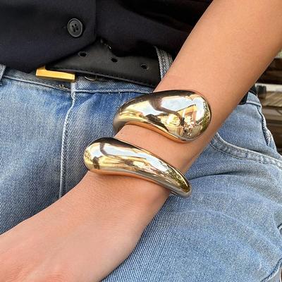 Irregular Hip Hop Teardrop Spring Bracelet for Women Exquisite Metallic Cuff Bracelets Bangles Elegant Hand Accessories Party Gift