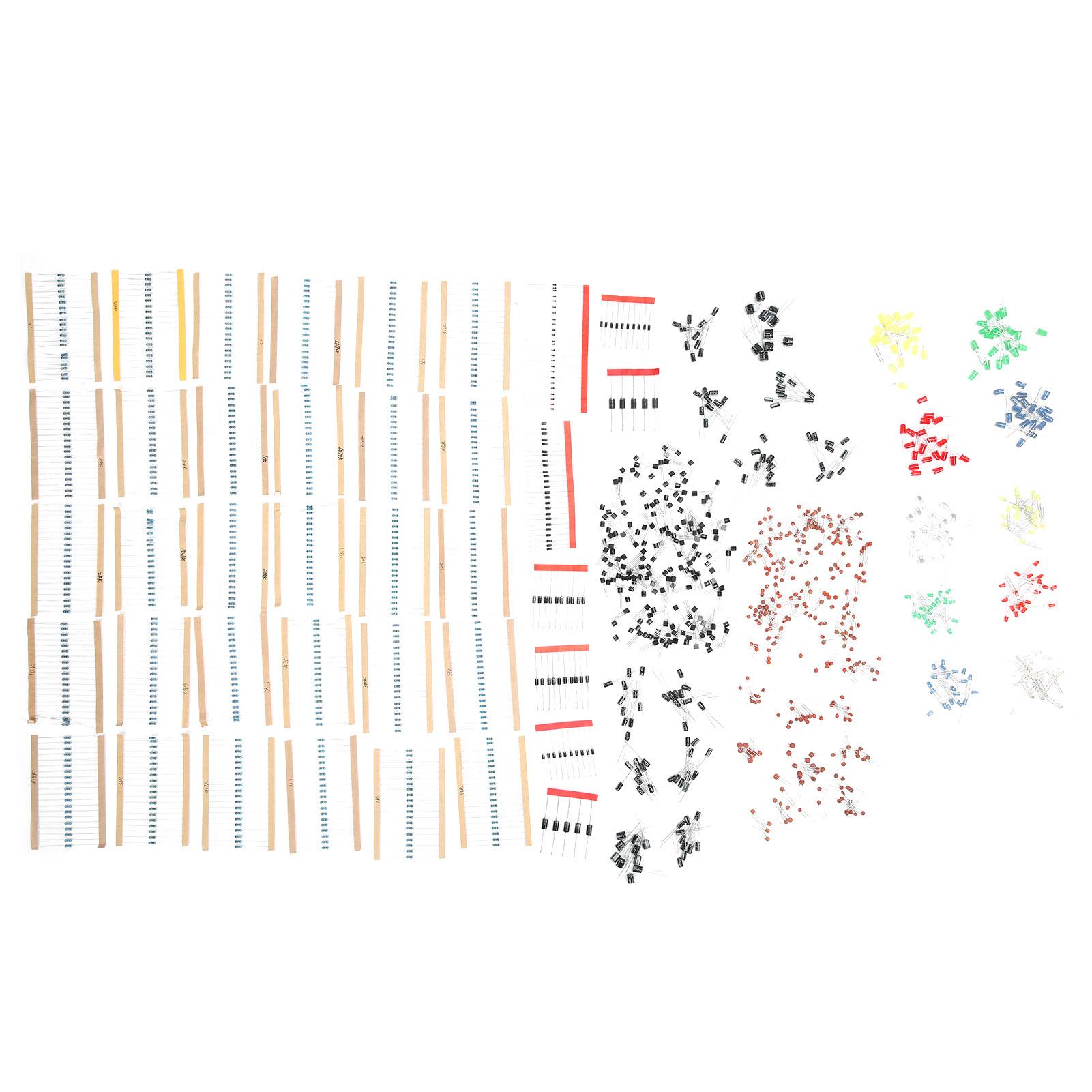 

Electronic Component Kit LED Diodes 30 Values Resistors Ceramic Capacitor Industrial Supplies