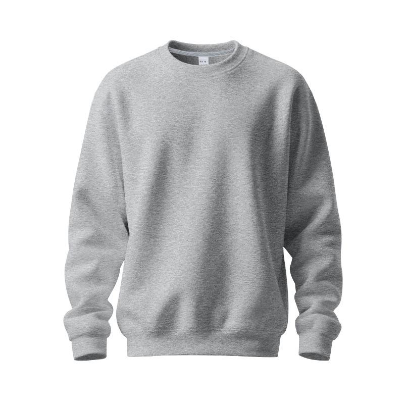 Neues Fleecegefüttertes Sweatshirt für Herren Frühling/Herbst Klassischer Rundhalsausschnitt Einfarbig Übergroß Lässige Passform Oberteil
