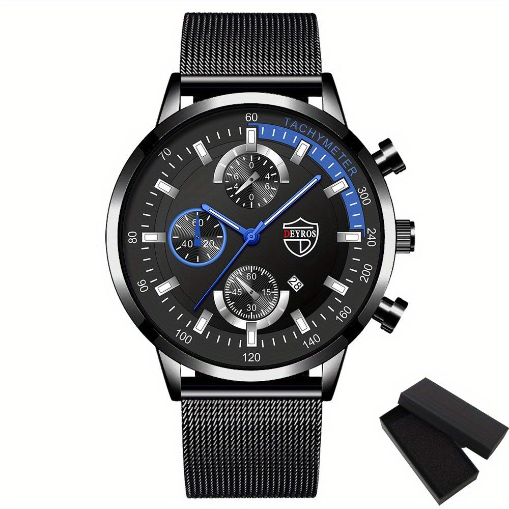 Men's Fashion Business Stainless Steel Band Watch Luminous Quartz Wristwatch Men's Date Watch, Men's Gift