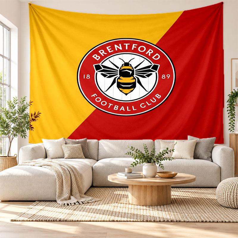Arazzo da Parete Calcio Brentford, Appeso a Parete in Tessuto Morbido, Sfondo Decorativo per Camera da Letto Arte Murale per la Casa