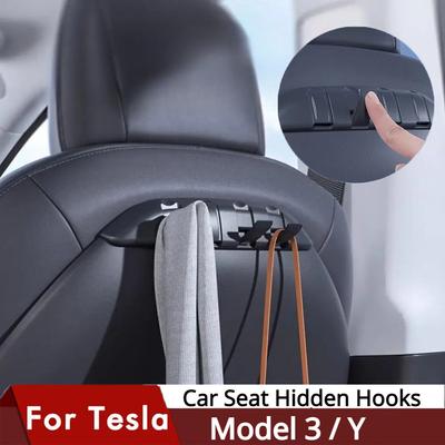 For Tesla Model 3 Y 2017-2025 Car Seat Hidden Hooks Purse Bag Hanger Back Seater Headrest Bracket Hanger Organizer Accessories