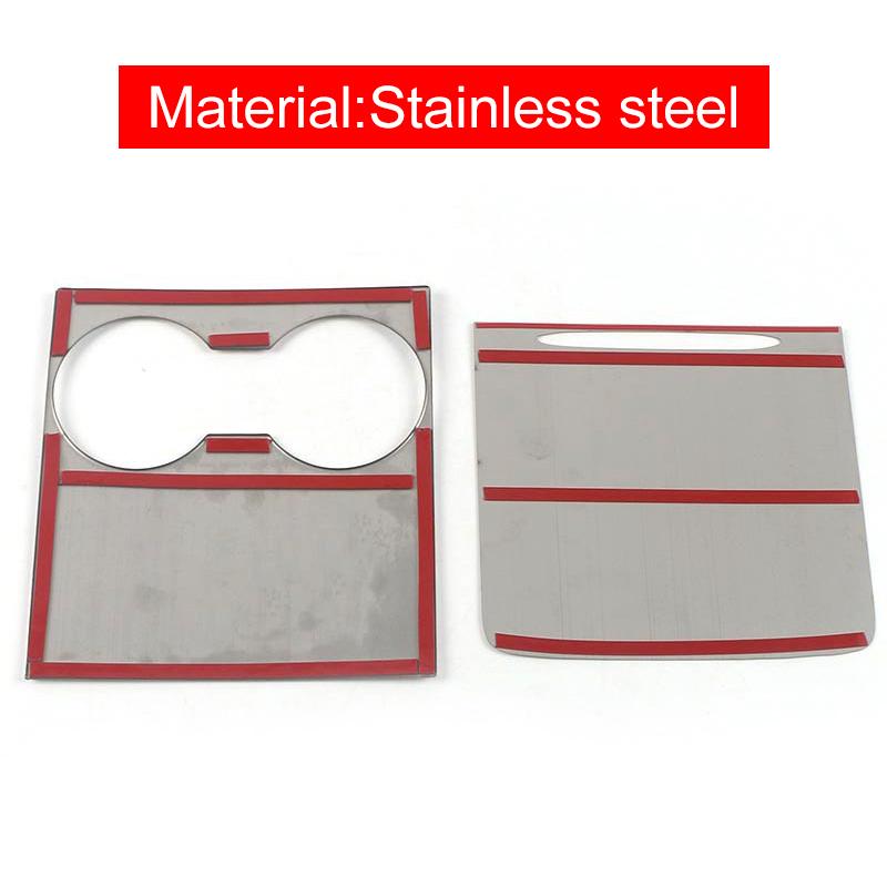Stainless Steel Car Gear Shift Panel Water Cup Protect Cover For Tesla Model Y Model 3 2024 Accessories