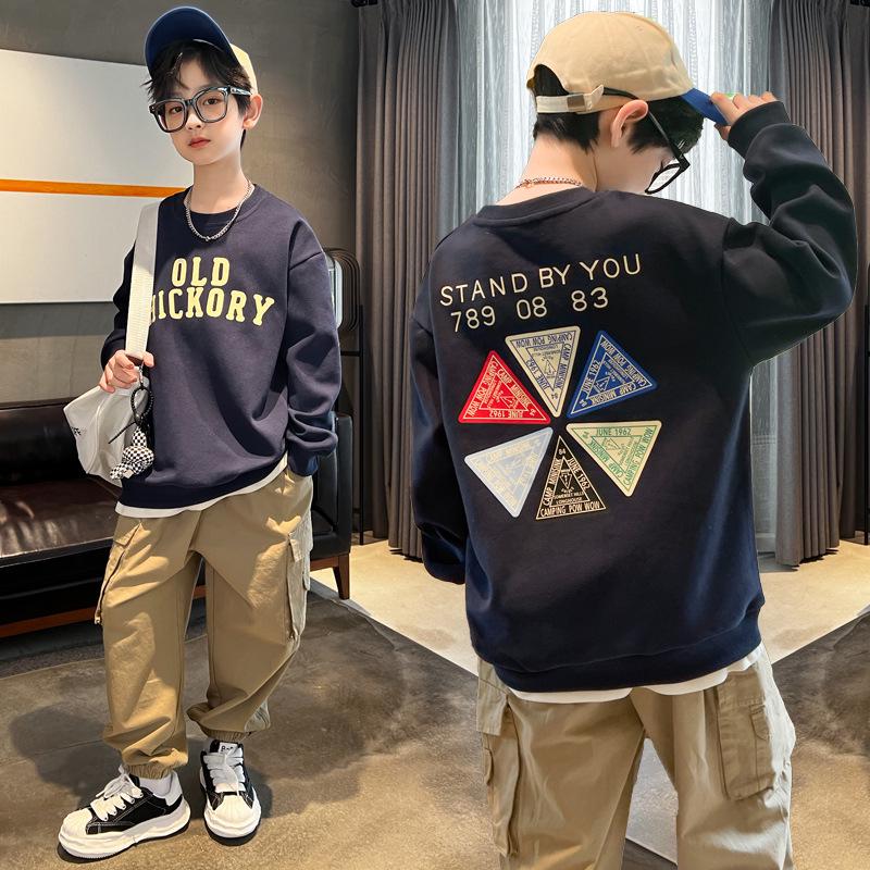 

Boys Trendy Sports Sweatshirts: 2025 Spring/Autumn Long-Sleeve T-Shirts 170 cm