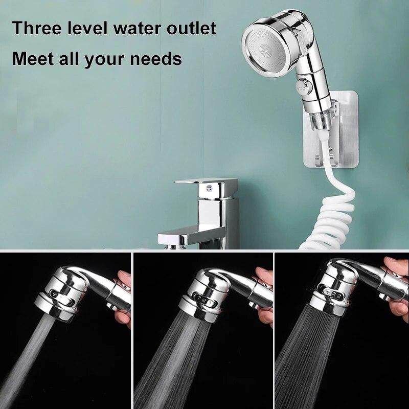 1 Set Three-stop Washing Head Soft Head Faucet Extension, Interface Extender Handheld Small Spray Head Washing Head