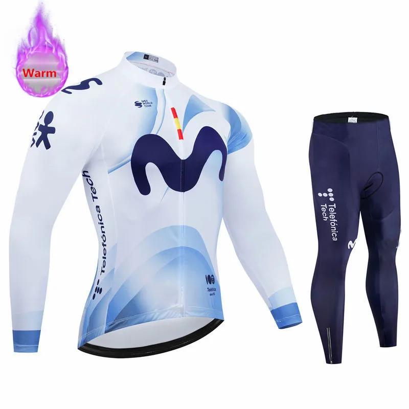 2026 Movistar Pro Winter Cycling Set Thermal Fleece Bicycle Clothing Long Sleeve Jersey Road Bike Clothes Ropa Ciclismo MTB Uniform