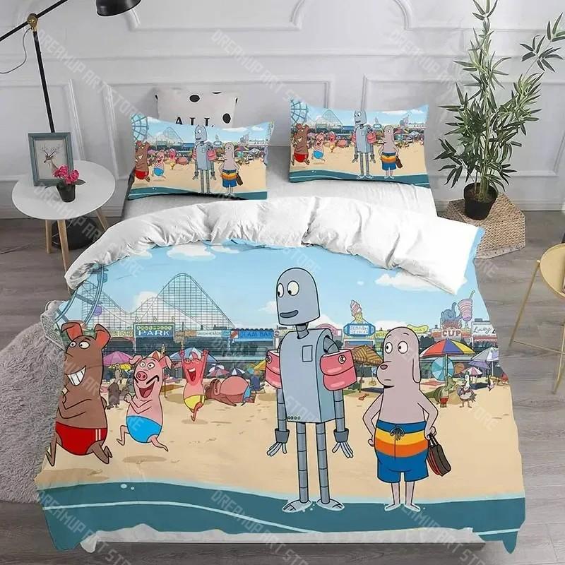 Cartoon Robot Dreams Bettwäschesets Steppdecke Tagesdecke Bettbezug Kissenbezugsets Kinder Erwachsenengröße Heimtextilien