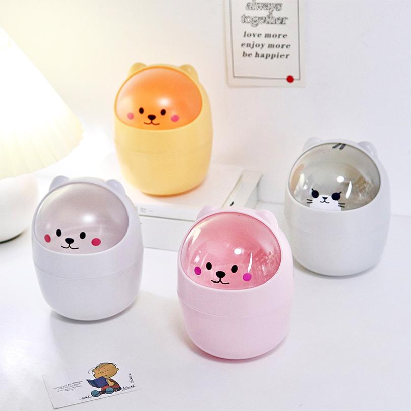 Ins Style Kreativer süßer Home-Desktop mit Deckel Mülleimer Kleine Mini Kawaii Schlafzimmer Schreibtisch Aufbewahrungsbox Stifthalter Geben Sie einen Aufkleber