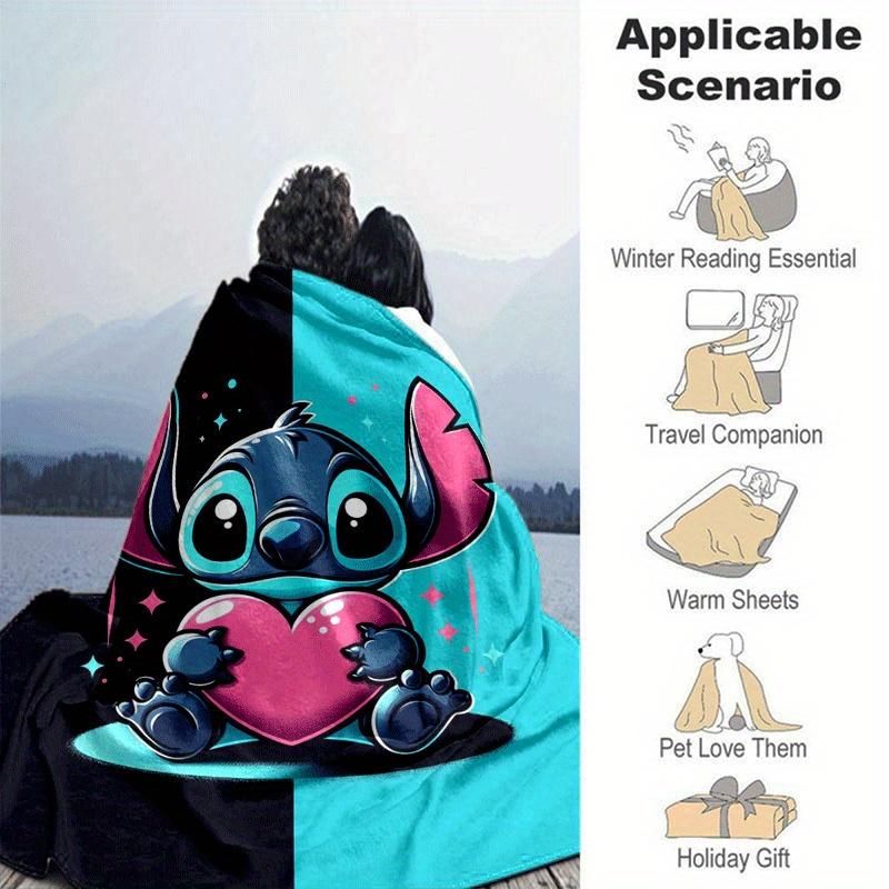 1pc Cute Stitch Printing Blanket - Soft, All-Season Throw for Living Room, Bedroom,Personalized Gift with Adorable Cartoon Design