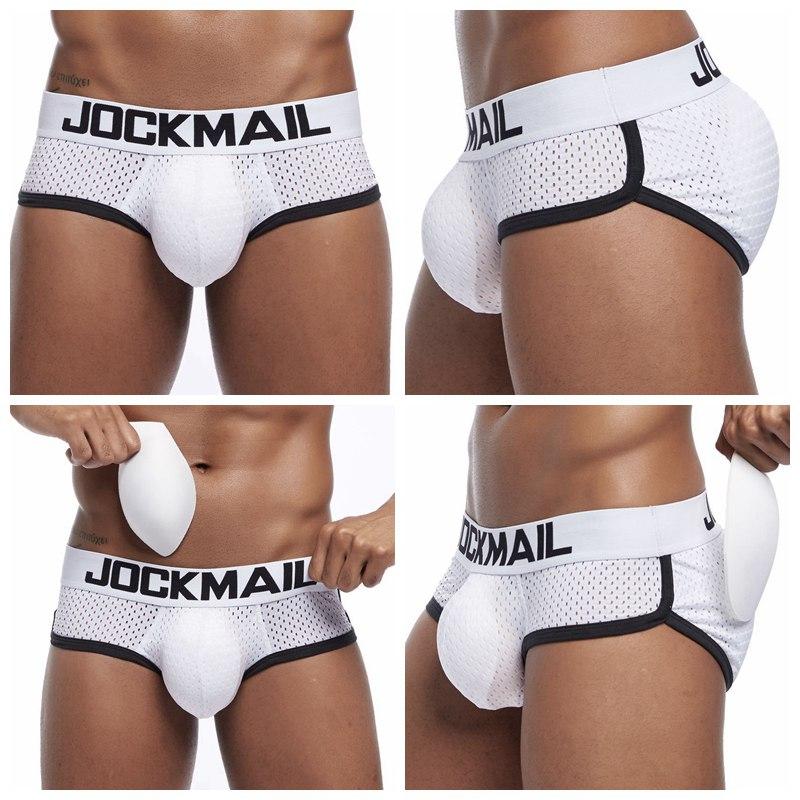 Briefs JOCKMAIL Removable Front and Back Sponge Padded Men's Briefs Breathable Mesh Material Ground Low Waist Fashion Sports Hip Adjustment Underwear