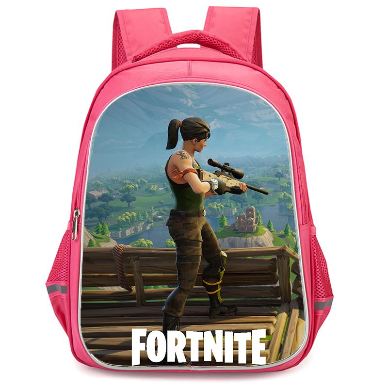 16-Inch Fortnite Cartoon Backpack with Double Zipper Design, Ergonomic Spine Protection, Suitable for Boys & Girls Aged 5-8