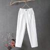 Summer Women Trousers Casual Cotton Linen Pants Loose Straight Trousers Nine Point Harem Pants