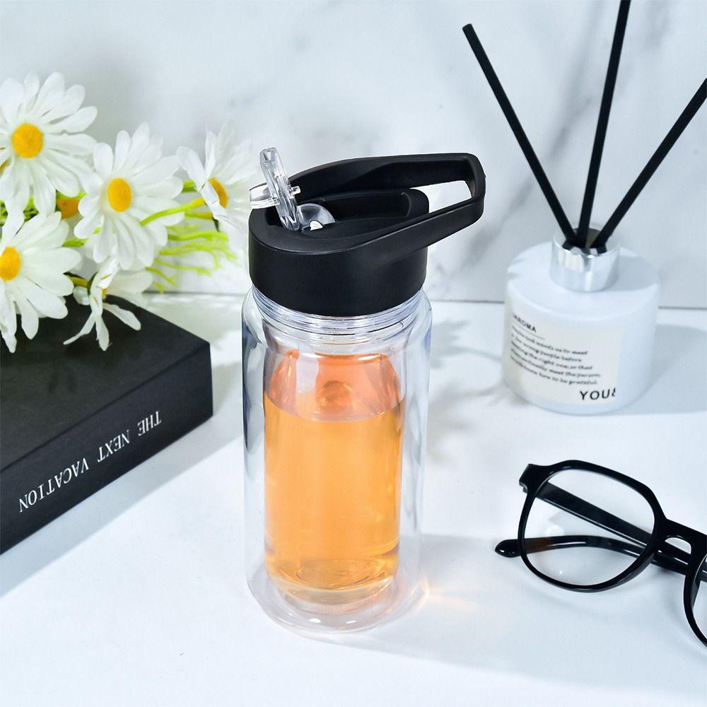 NEW 300ml Capacity Snow Globe Tumbler Reusable Double Layers Mason Jar Cups Pre-Drilled Break-Resistant Plastic Tumbler Children