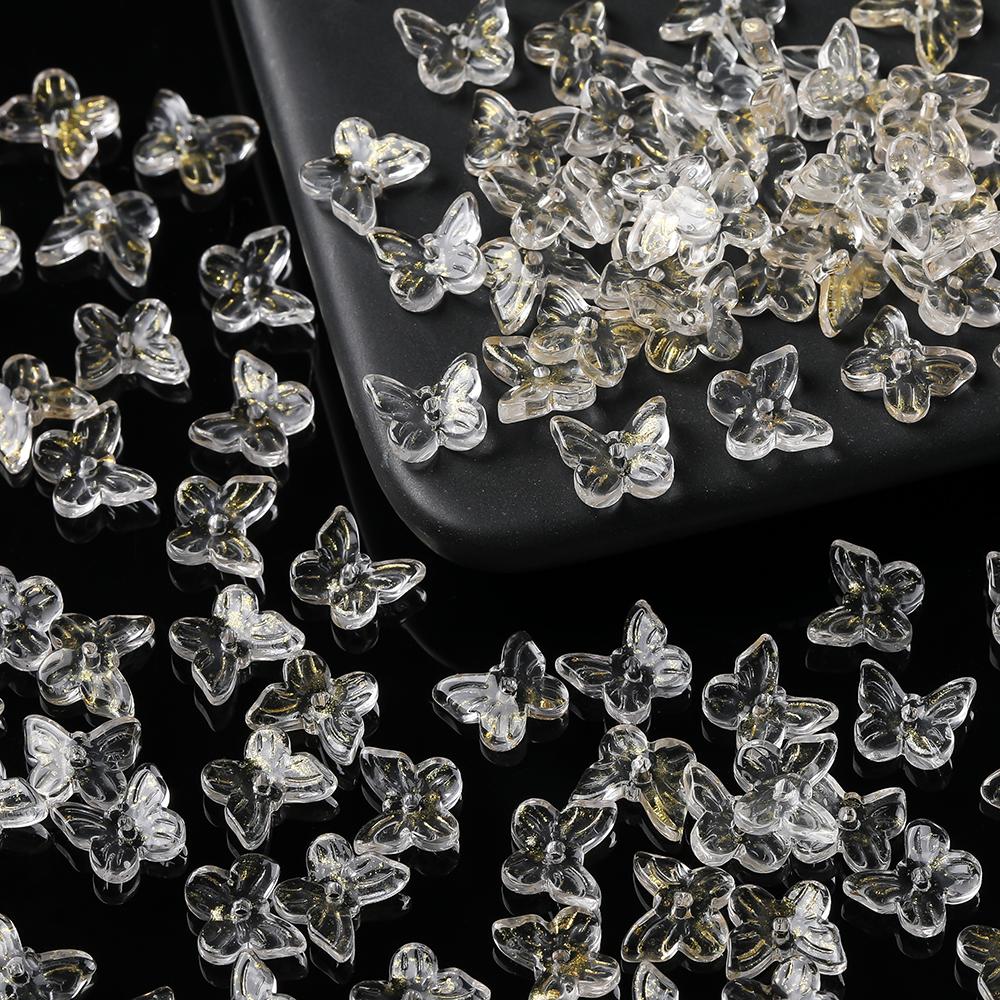 10 Stück/Lot Glasplattierte Schmetterlingskristallperlen, lose Perlen, handgefertigtes DIY-Bastelzubehör für Armbänder, Ohrringe und Schmuckherstellung