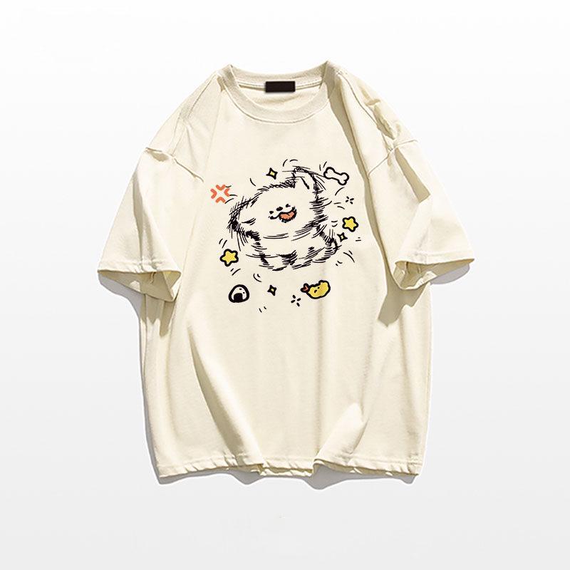 Women's Plus Size Cartoon Puppy Cotton Half-Sleeve T-Shirt