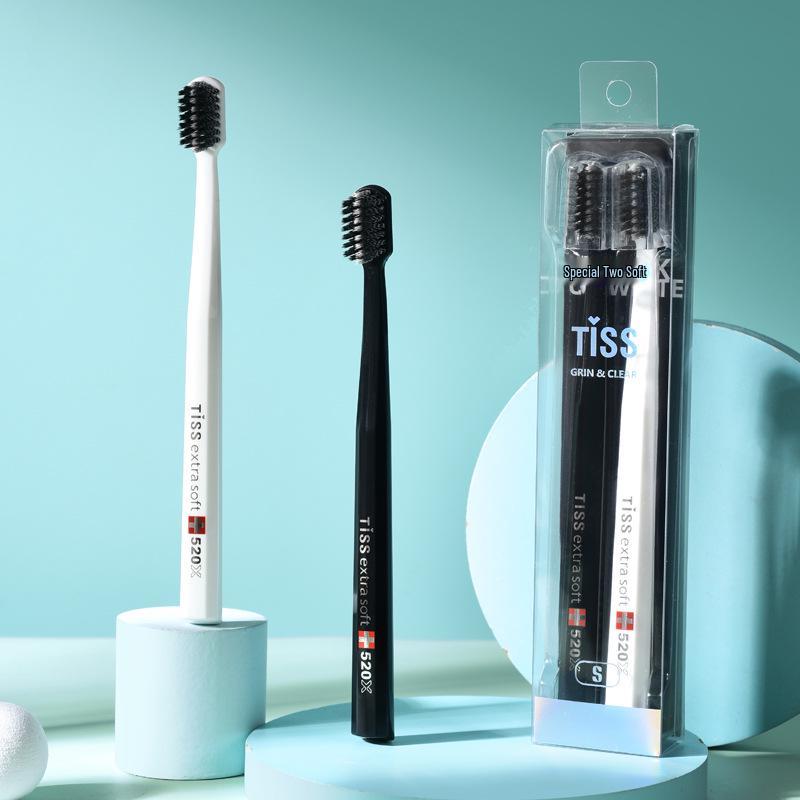 2-Piece Adult Soft Bristle Toothbrush Set with Spiral Thread & Brush Head Protector