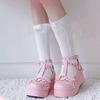 Sweet Heart Spänne Kilar Mary Janes Kvinnor Rosa T-band Chunky Plattform Lolita Skor Kvinna Punk Gothic Cosplay Skor