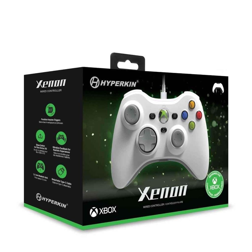 Xenon Wired for Xbox Series Xbox and PC Licensed Controller, White, X/S, One, (Windows 10/11) (Officially Product)