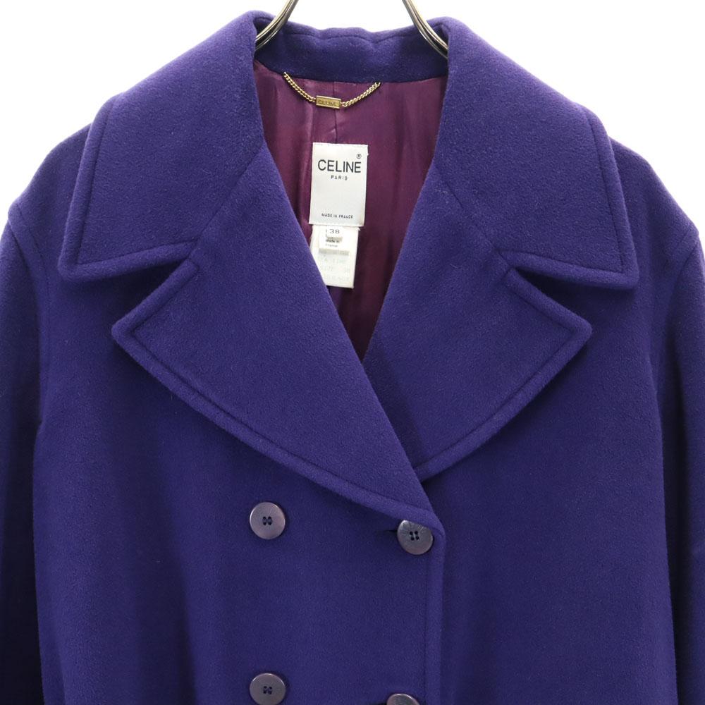 CELINE French Angora Cashmere Blend Old Ulster coat 38 purple Women Used