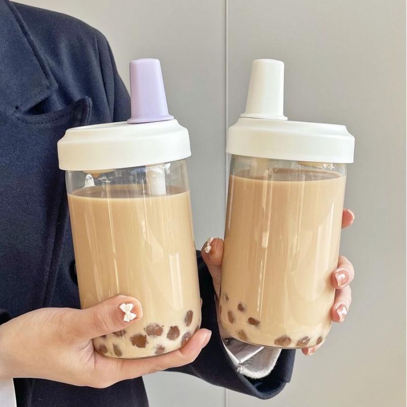 High-Value Large Capacity Heat-Resistant Pearl Milk Tea Cup with Straw