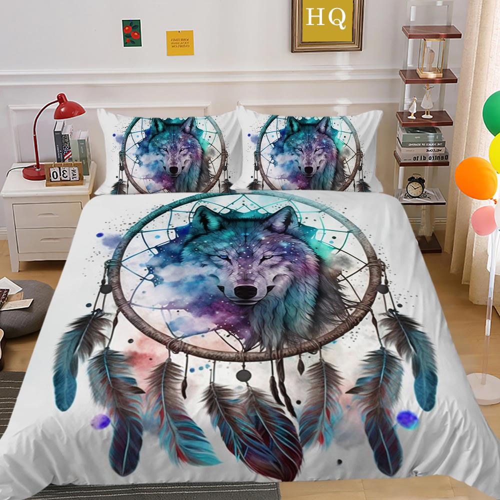 Bettbezüge, Wolf-Druck, Mikrofaser, Einzelbett-Bettwäsche-Set, Bezug für Kinder, weich, hochwertige Heimbettwäsche