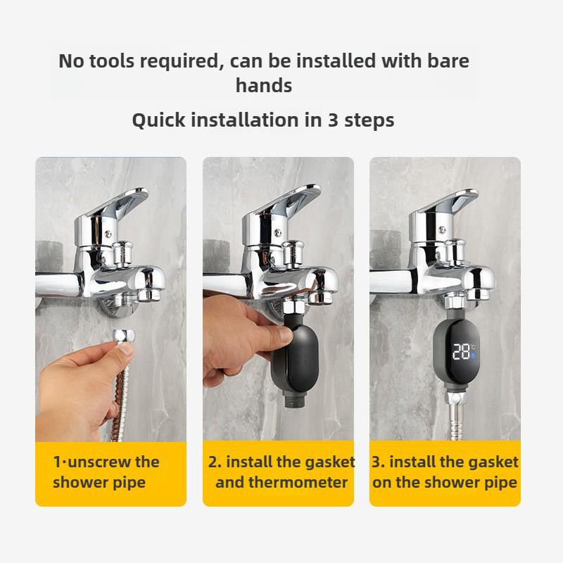 1pc LED Shower Head Thermometer with Visual Water Temp Display Ideal for Children Home Hotel Bathing