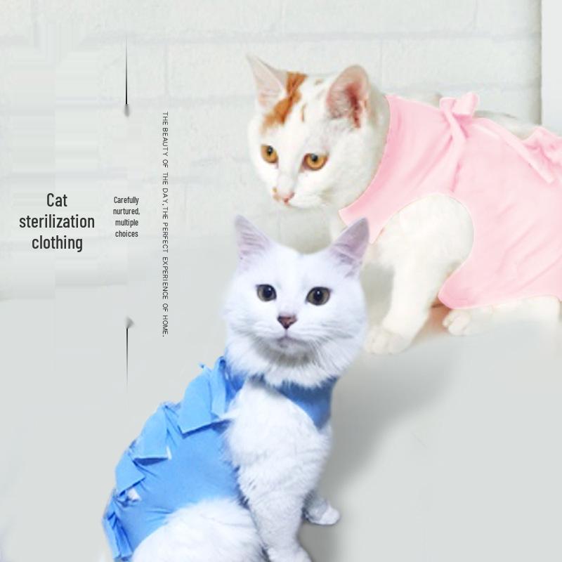 Breathable Cotton Summer Sterilization Suit for Female Cats - Surgical and Weaning Clothes