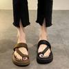 Summer toe sandals women's 2024 new versatile women's flat-soled beach shoes women's platform casual fashion women's shoes tide