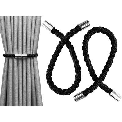 Per Fermatende Magnetici, Corda per Tende Fatta a Mano, Fibbia per Tende (Nero)