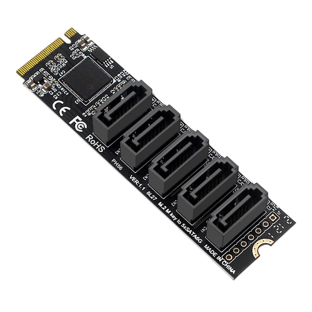 

M.2 M-Key PCI Express To SATA 3.0 SSD Adapter Card JMB585 Chipset Expansion Card Adapter Support PM Function 6Gbps 5 Ports