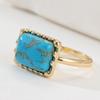 Anello da Donna Etnico Intarsiato Turchese Sintetico Colore Oro Vintage Geometria Uso Quotidiano Gioielli per Feste Regalo di Anniversario